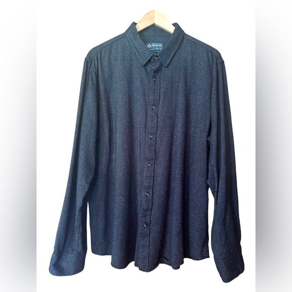 American Rag Charcoal Gray Brushed Twill Long Sleeve UNTUCKED Button-Down Shirt - Picture 3 of 8